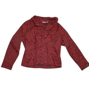 Vintage jacket Croft & Barrow Red‎ jacquard Patterned Blazer L baroque
